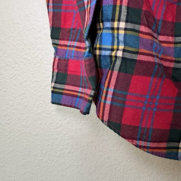 J Crew Mercantile Button Front Plaid Shirt Women XS Red Green Flannel - Picture 3 of 7